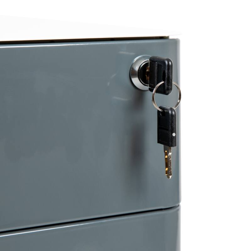 Modern 3-Drawer Mobile Locking Filing Cabinet Storage Organizer