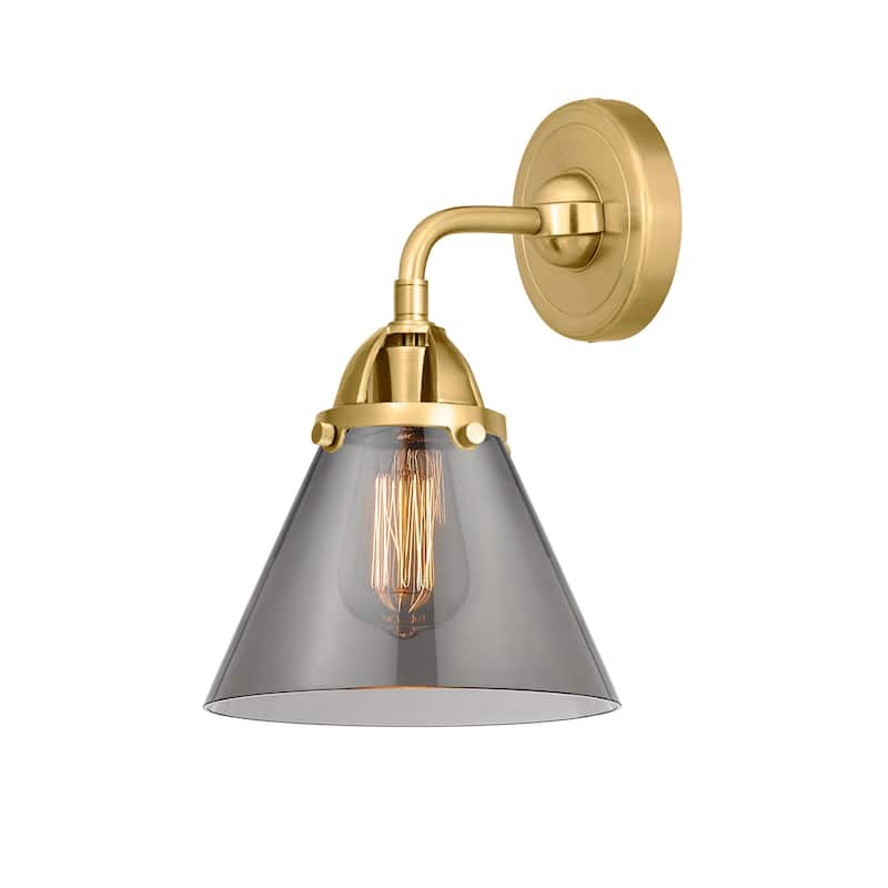 Innovations Lighting 288-1W-11-8 Cone Sconce Cone 11" Tall Wall Sconce - Satin Gold / Plated Smoke