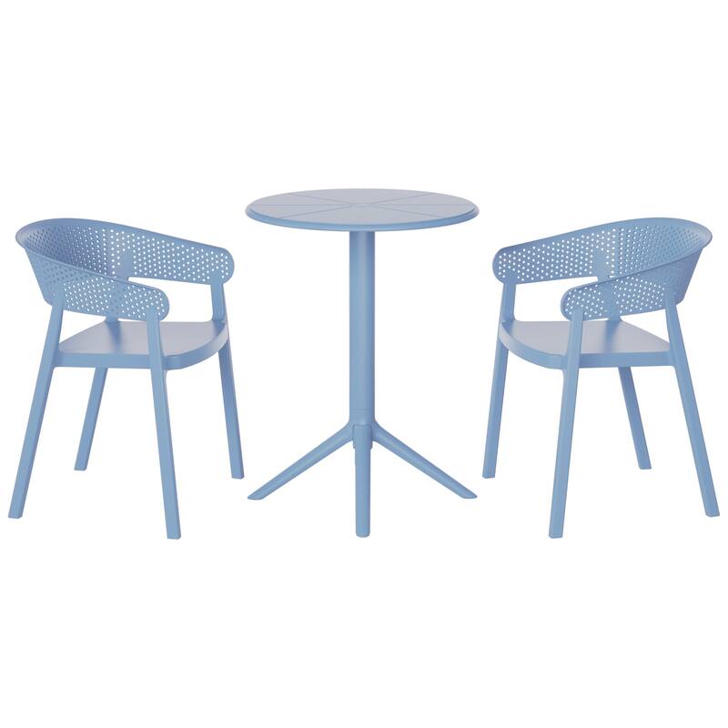 Frond and Form 2-Person Outdoor Round Dining Set - French Blue