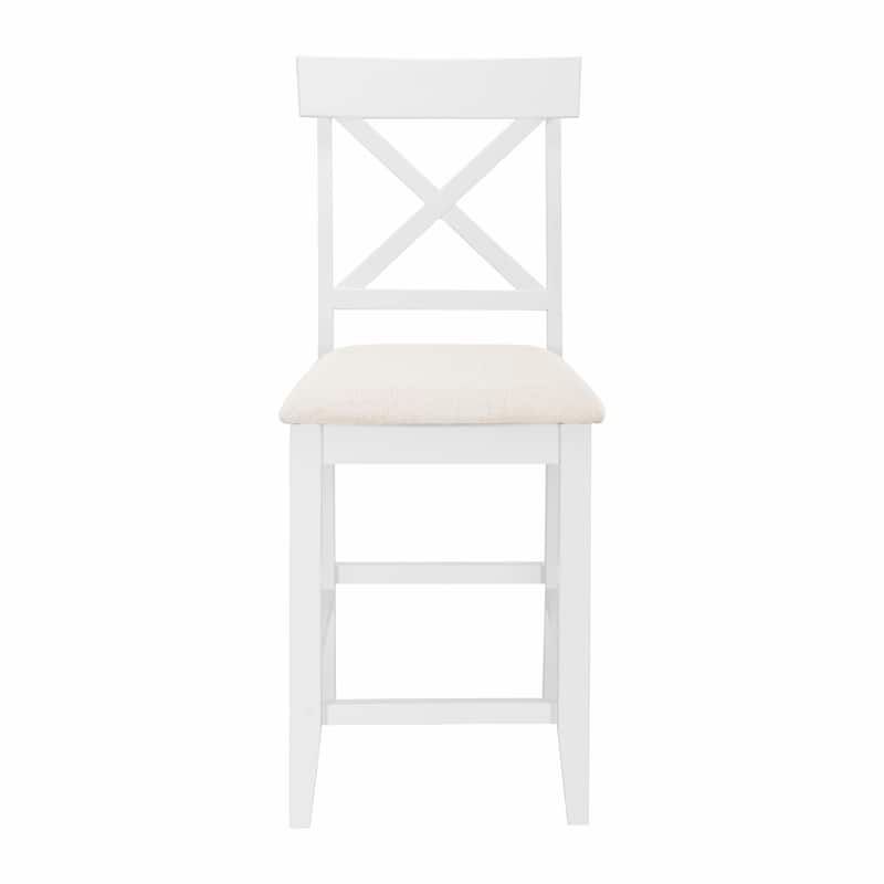 60"L x 30"W Solid Wood Farmhouse Counter Height Dining Table Set with 3-Tier Storage Shelves