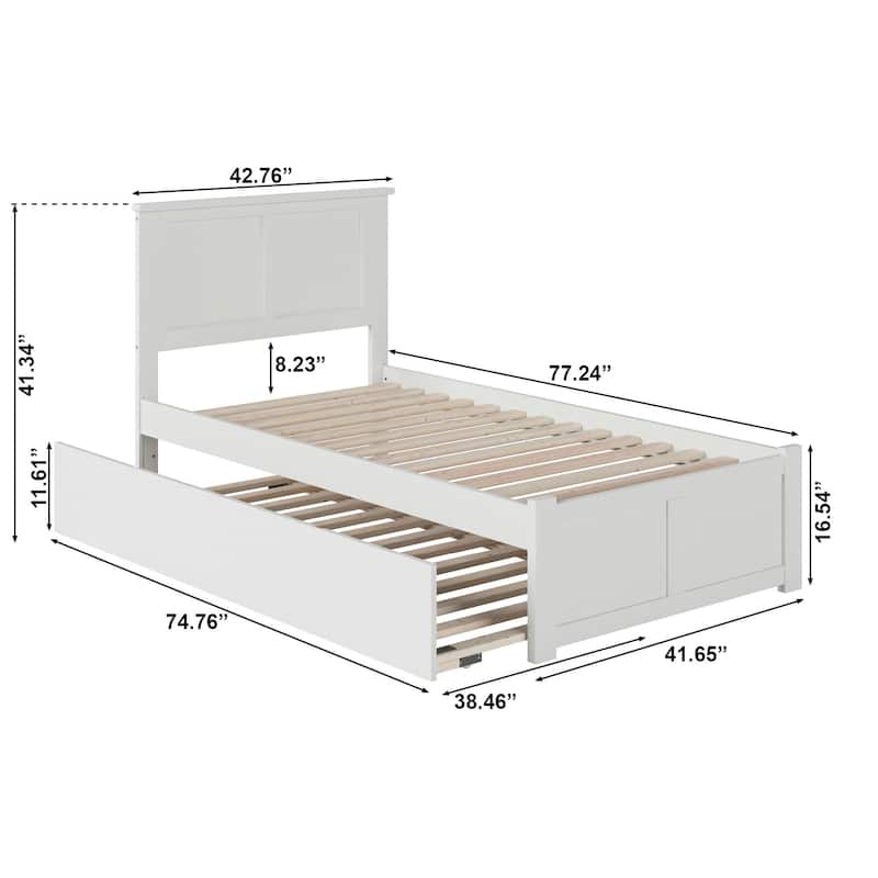Madison Platform Bed with Footboard and Twin Trundle