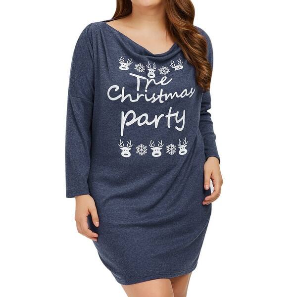 Shop Women Print Letters Plus Size Dress Christmas Party Mini Dress On Sale Overstock 27105682