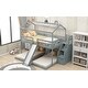 preview thumbnail 4 of 25, Solid Pine Wood and MDF Full over Twin & Twin Bunk Bed,Built-in Drawer and Shelf,with Slide and Storage Staircase