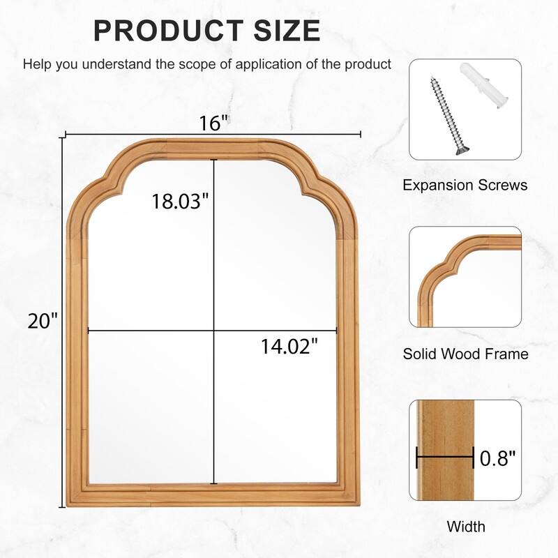 Top Corner Scalloped Rectangle Decorative Farmhouse Wall Mirror