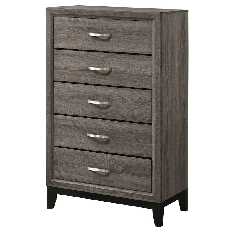 Watson Transitional Wood 5-drawer Bedroom Chest Grey Oak