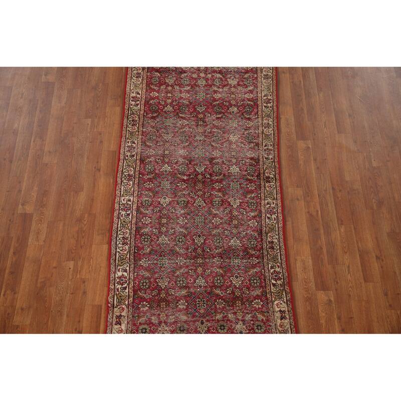 Tabriz Persian Antique Runner Rug Hand-knotted Wool Carpet - 3'3"x 9'3"