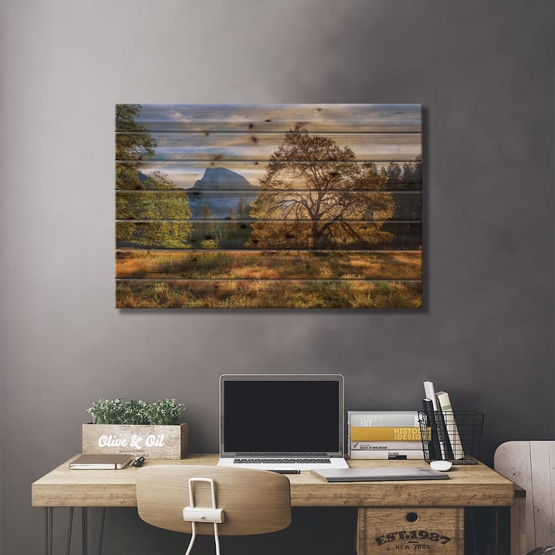 Cooks Meadow & Half Dome Print On Wood by Adam Burton - Multi-Color