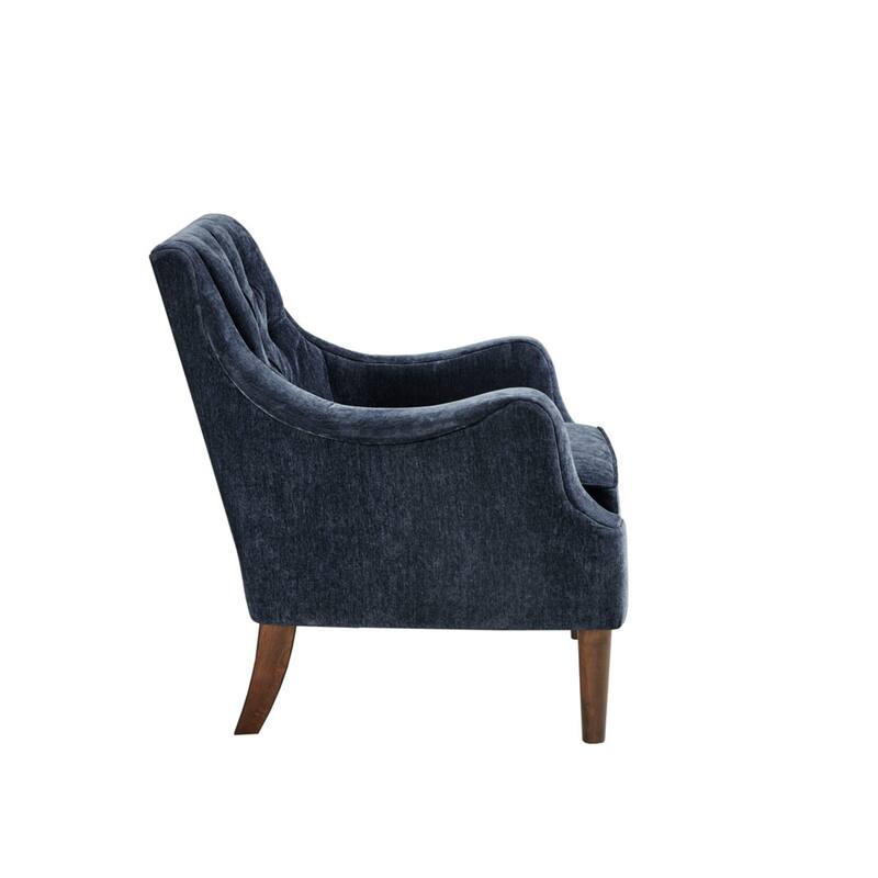 Roomfitters Button Tufted Accent Chair, Upholstered Armchair with Solid Wood Legs, Living Room Lounge Chair - Navy