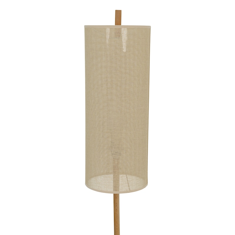 Alicia Natural Wooden Floor Lamp with Cylindrical Woven Shade