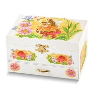 Curata ChildrenS Floral Fairy Themed Graphic Wrap Mirror Twirling Fairy 1-Drawer Musical Jewelry Box (Plays Greensleeves)