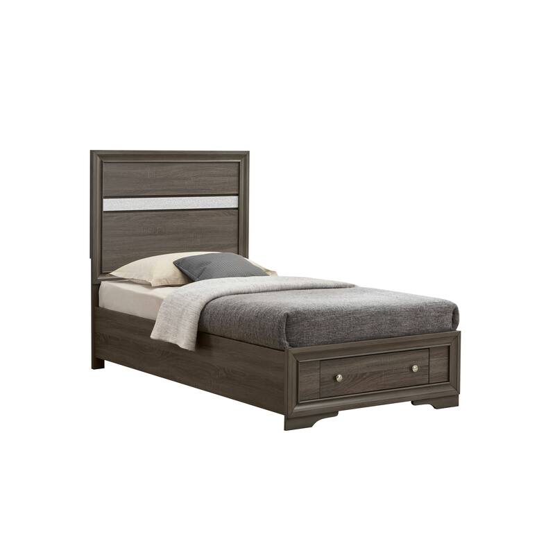 Twin Size Wood Storage Bed with Storage Drawers and Slatted Base