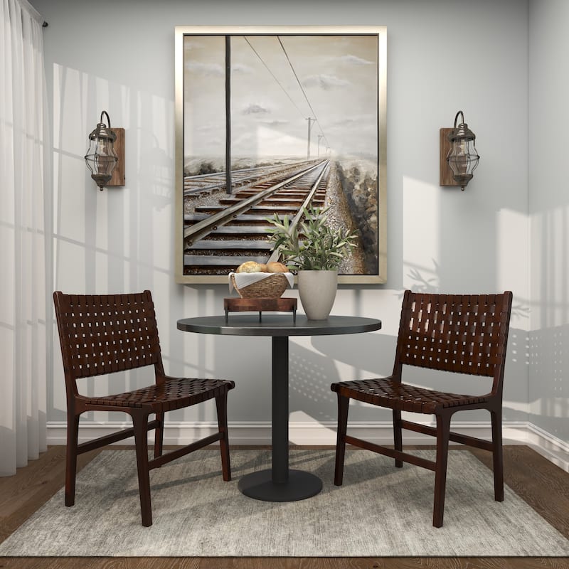 Brown Wood Living Room Decor Tray with Black Metal Legs
