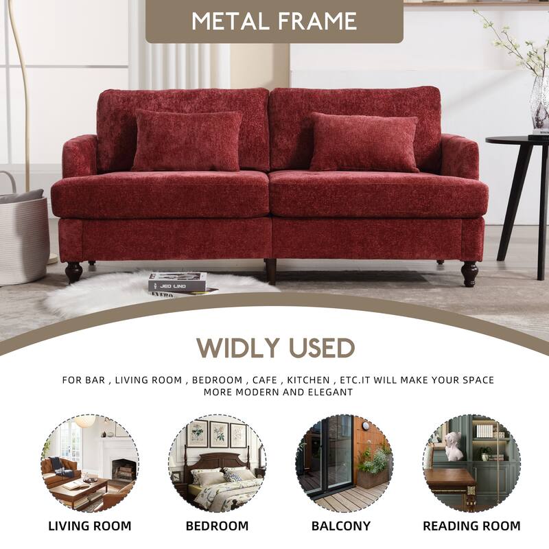 HOMEFUN Modern chenille Fabric Loveseat,2-Seat Upholstered Loveseat Sofa Modern Couch