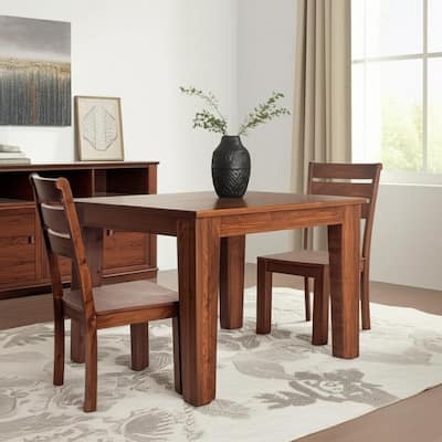 HomeRoots Set of Two Brown Solid Wood Ladder Back Dining Side Chairs - 18 in. x 39 in. x 18 in.