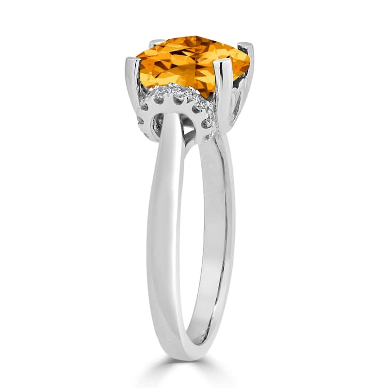 Auriya Unique 3 3/8ct Cushion-cut Citrine and Diamond Engagement Ring 1/5cttw 14k Gold
