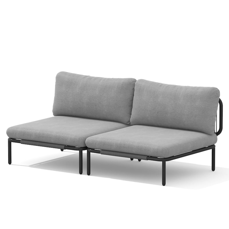 Outdoor Patio Cushion Sectional Sofa Set Furniture DIY Free Combination Set - DarkGrey,2Seat&2arms - 2-Piece