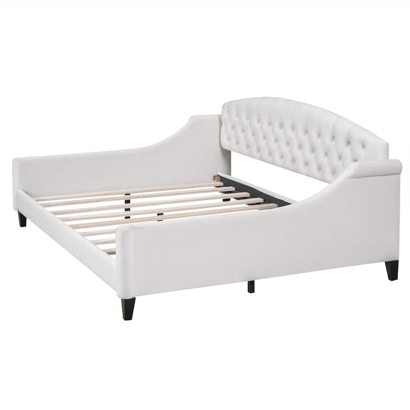 Velvet Daybed with Button Tufted Backrest