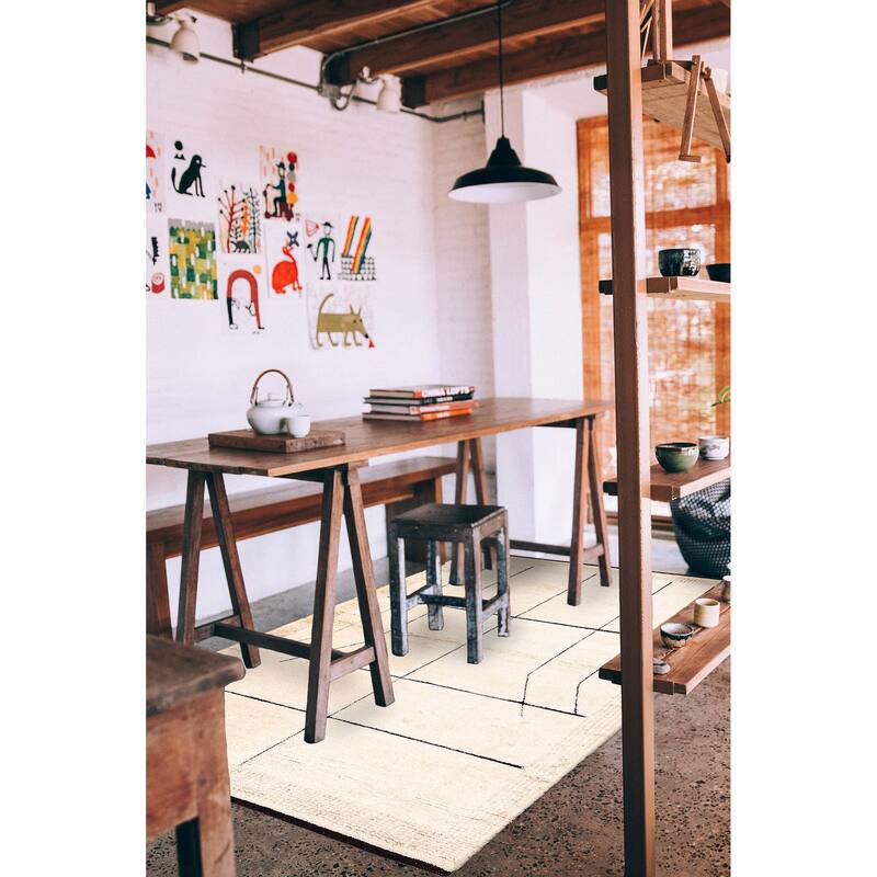 ECARPETGALLERY Hand-knotted Tangier Cream Wool Rug - 5'2 x 8'1