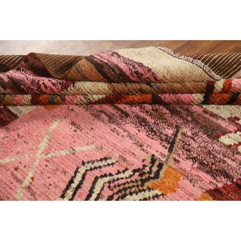 Abstract Geometric Moroccan Oriental Area Rug Handmade Wool Carpet - 6'6" x 9'9"