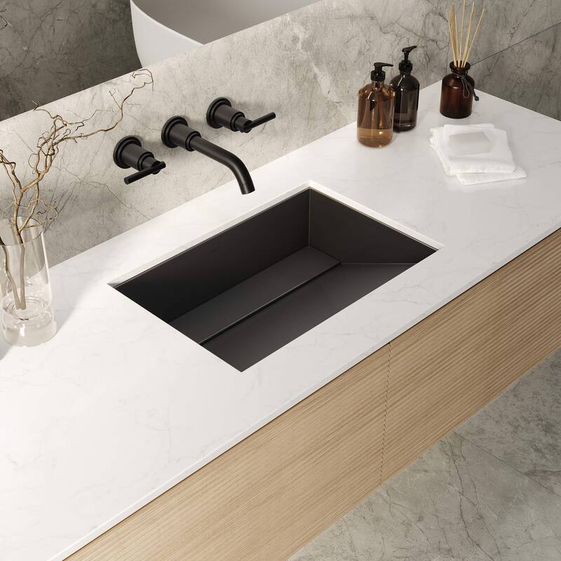 Ruvati 20 x 14 inch Gunmetal Black Stainless Steel Undermount Ramp Bathroom Sink - RVH6140BL