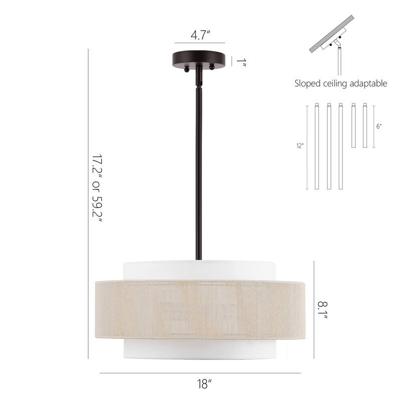 GetLedel 18" 4-Light Rope Drum Shaded Chandelier