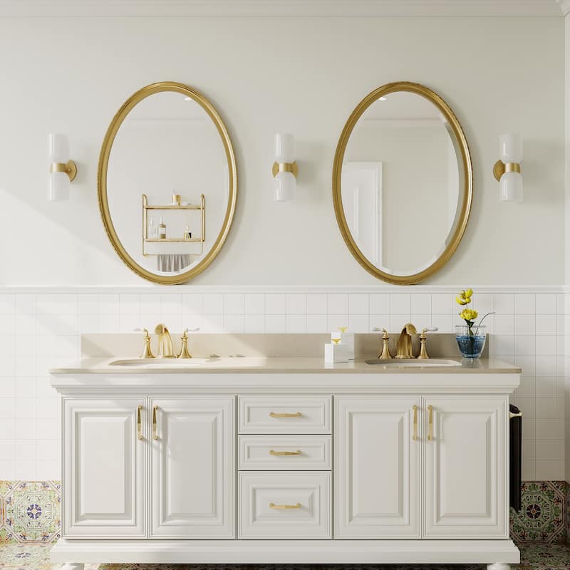 Shuman 2-light Mid-century Modern White Gold Wall Sconce with UL
