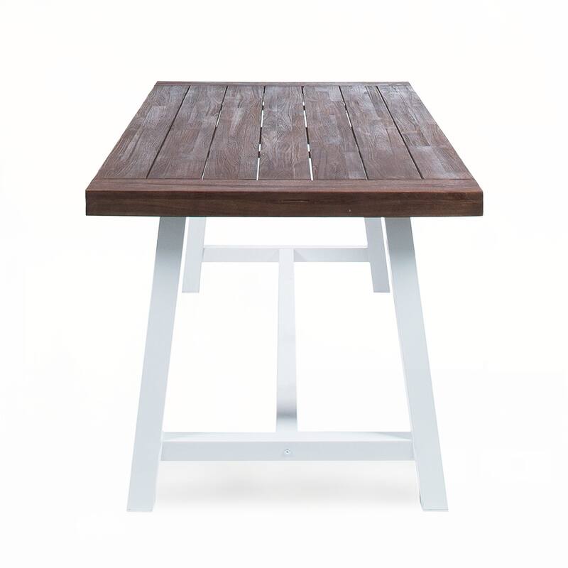 Outdoor Dark Brown Sandblast Finish Acacia Wood Dining Table