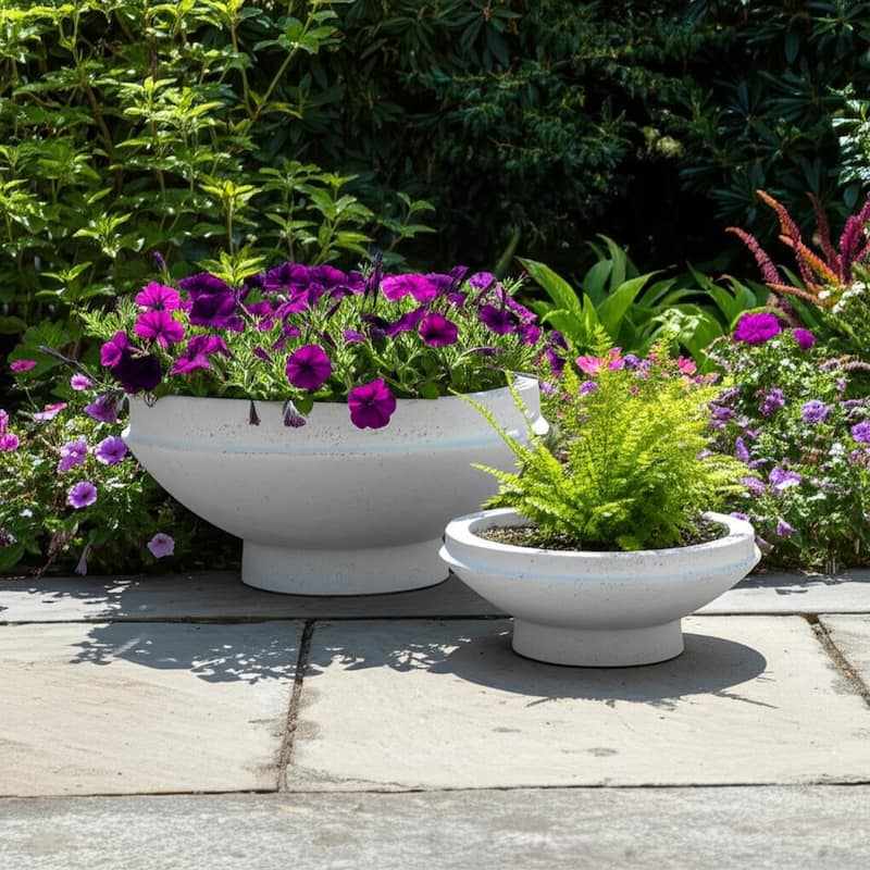 Pottery Planters Elevated Bowl Design Modern Appeal (Set of 2) - 20" x 20" x 8"