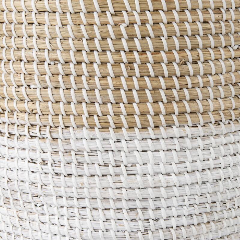 Maddie 13.8L x 13.8W X 15.0H (Set of 3) Light Brown W/White Dipped Seagrass Round Basket W/ Handles