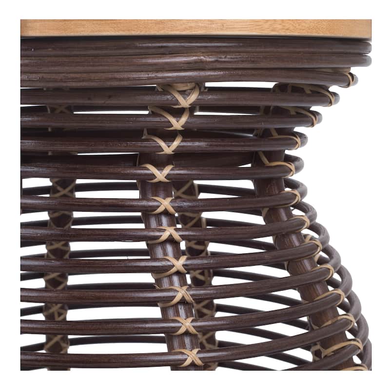 NPD Furniture Quito Rattan Side/ End Table with Wood Top