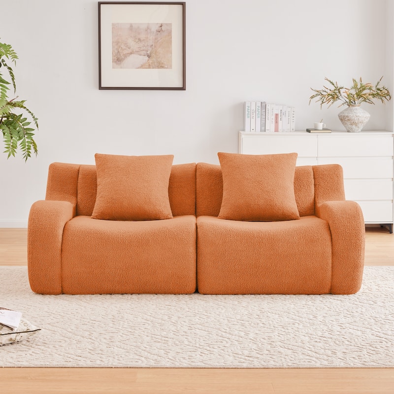 GDF Studio - Fairford 2-Seat Modular Sofa With Curved Armrests & Non-Slip Base