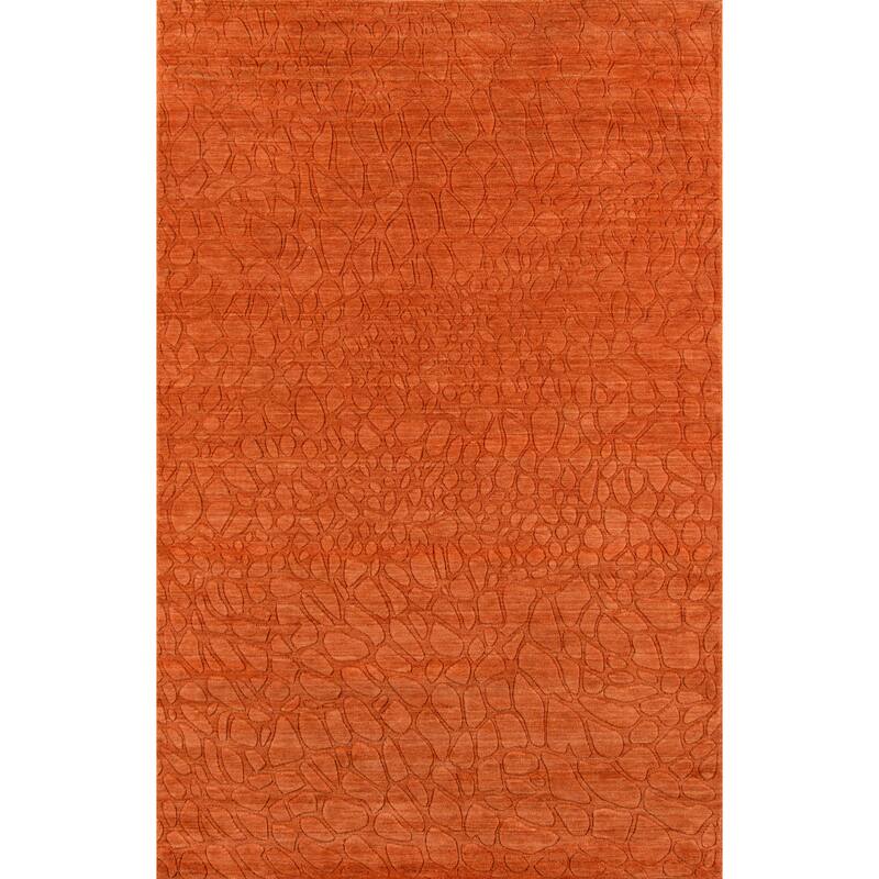 Momeni Gramercy Hand Loomed Wool Contemporary Solid Area Rug - 5' x 8' - Tangerine - Runner/Rectangle