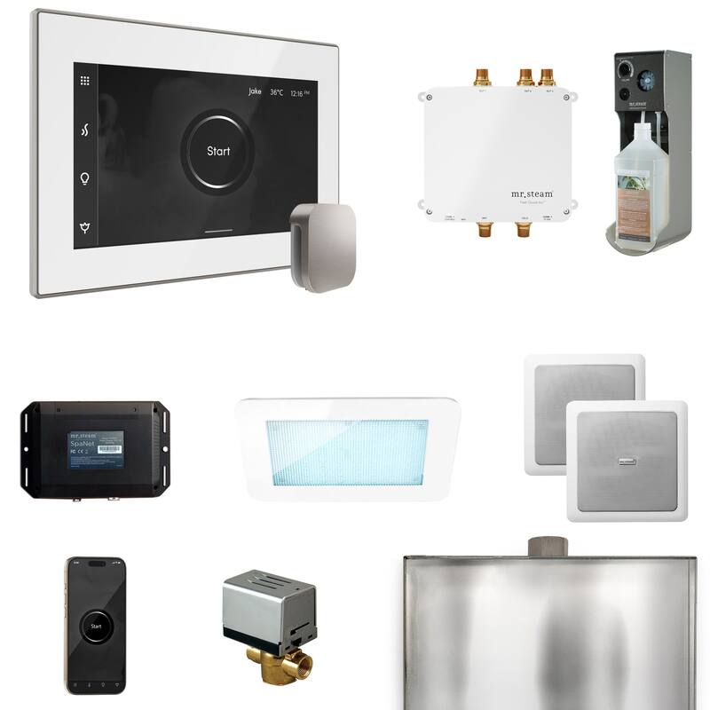 Mr Steam BLS1 Bliss Package Steam Shower Control Package with Isteamx - White / Brushed Nickel
