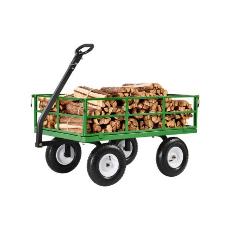 Heavy-Duty Steel Garden Cart, 1200 lbs Capacity, 3-in-1 Design - 83.66 x 29.53 x 26.38 inches - Green