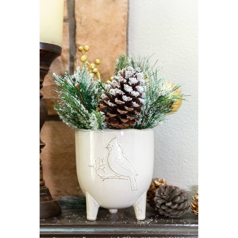 Xmas Mix in 6" Cardinal Ceramic Footed Pot