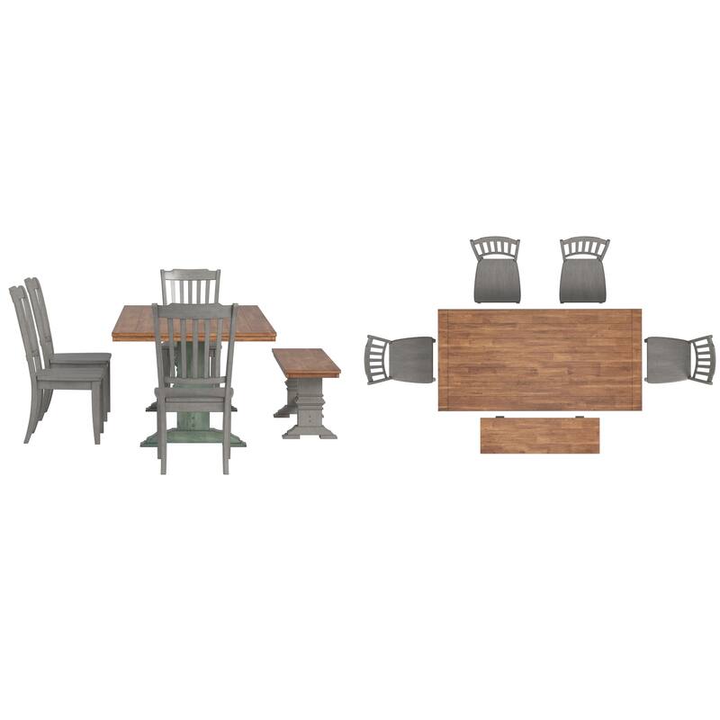 Ronda 78" Rectangular Solid Wood Top Dining Set with Spindle Back Chairs