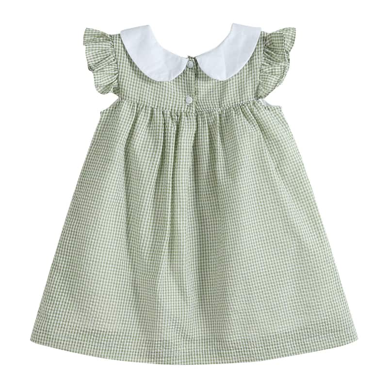Lil Cactus Green Gingham Pumpkin Peter Pan Collar Dress