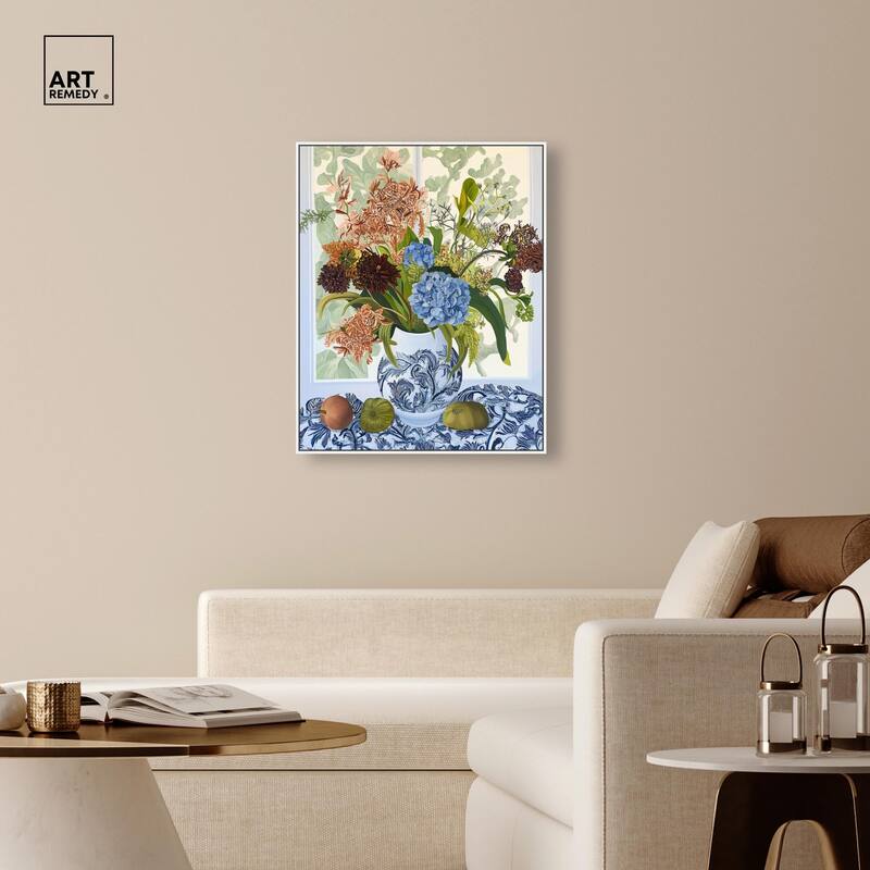 Blue Vase Bounty Canvas by Art Remedy