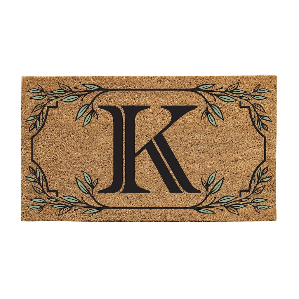 28 in. x 16 in. Monogram Coir Mat, Letter "K"