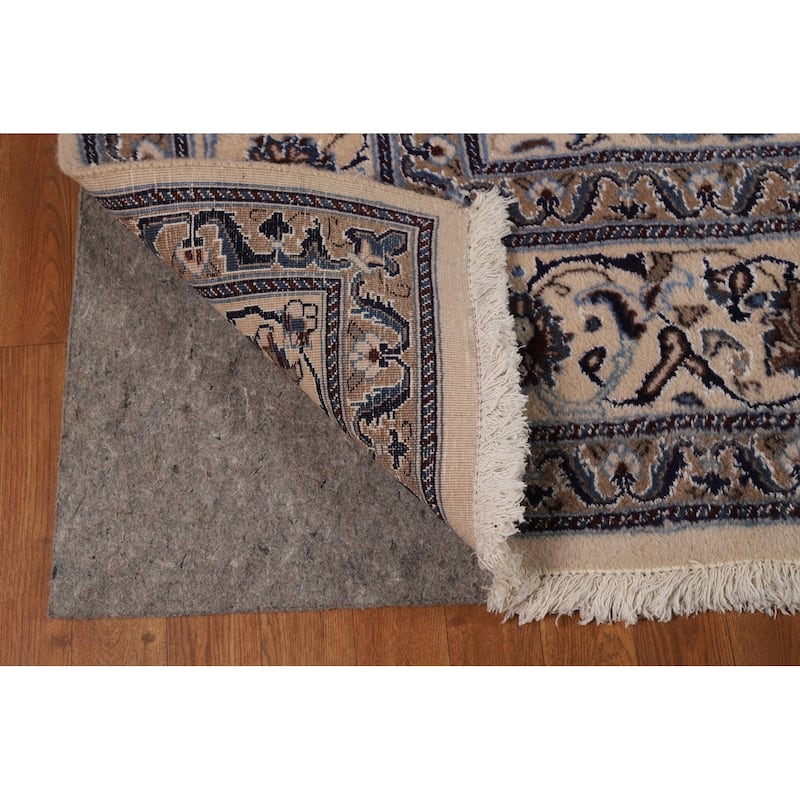 Floral Medallion Nain Persian Area Rug Handmade Wool Carpet - 7'9"x 11'3"
