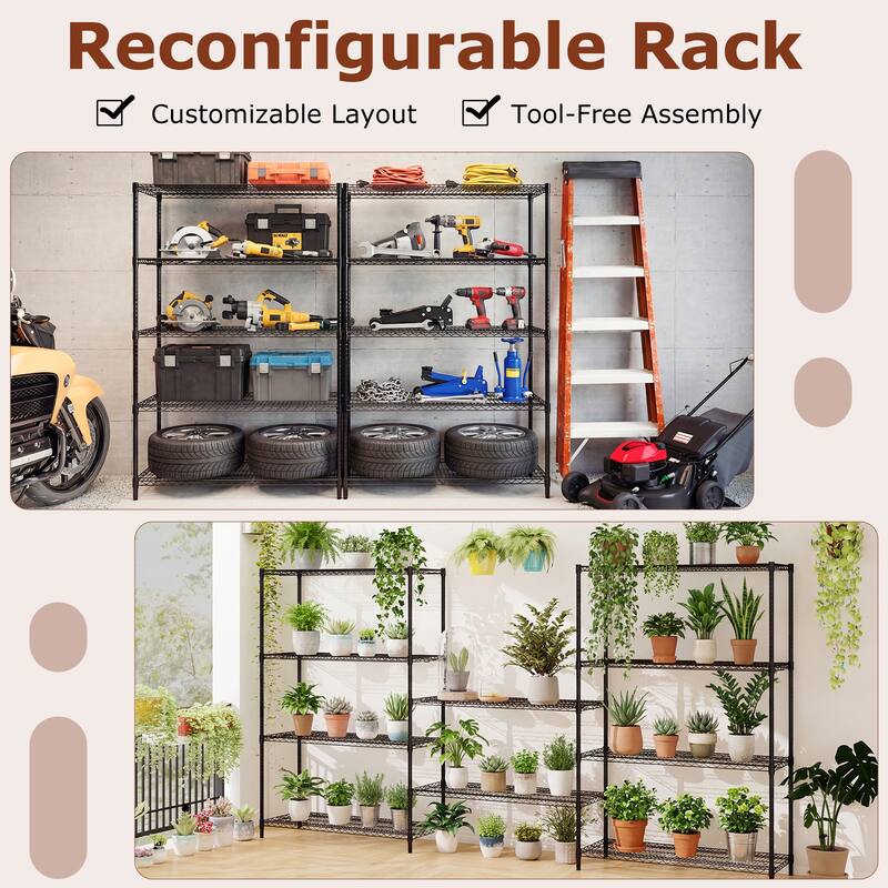 Gymax 2PCS 5-Tier Metal Storage Shelving Unit 4000 LBS Storage