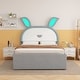 preview thumbnail 38 of 46, Upholstered platform bed with headboard with shelves and drawers