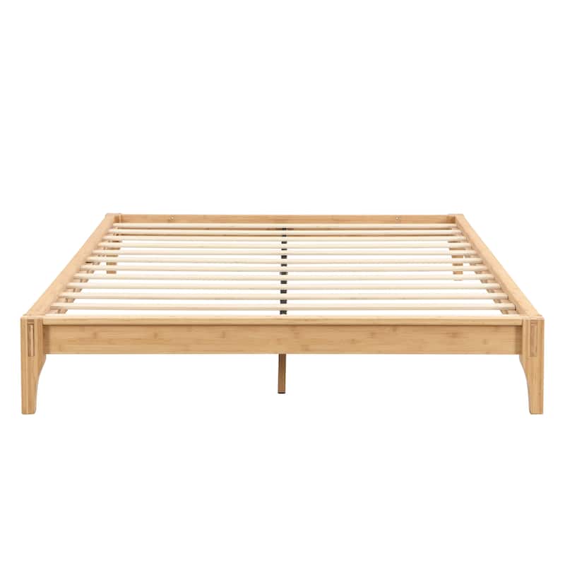 Open Frame Bamboo Platform Bed Frame, No Box Spring Needed, King Queen Full