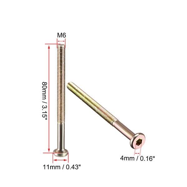Shop M6x80mm Furniture Bolt Hex Socket Head Screw Half Thread Zinc Plated 10 Pcs M6x80mm 10 Pcs M6x80mm 10 Pcs Overstock 25441230
