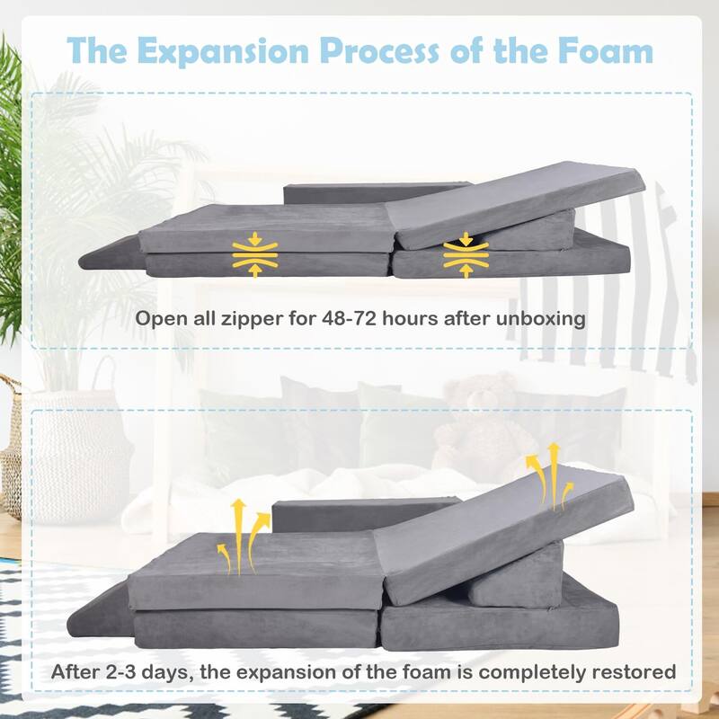 Kids Couch, 12PCS Toddler Couch with Blanket for Bedroom Playroom, Multifunctional Nugget Couch Kids Play Couch Sofa
