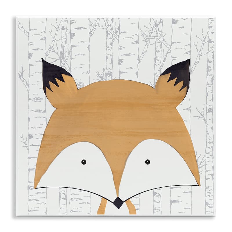 Stupell Whimsical Fox on Birch Wall Plaque Art Design By Kim Allen - 12 x 12