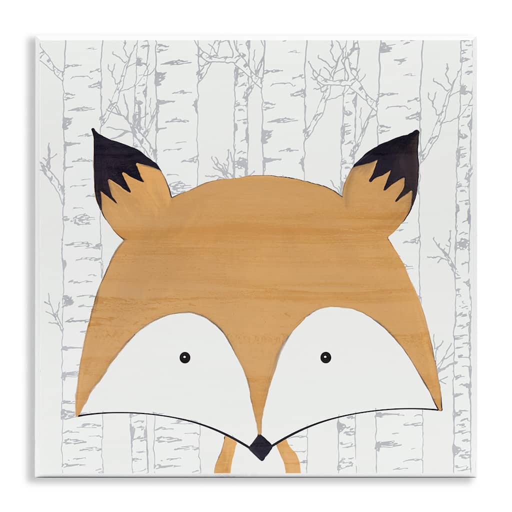 Stupell Whimsical Fox on Birch Wall Plaque Art Design By Kim Allen