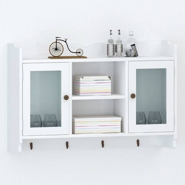 Shop Modern Wall Cabinet Storage White Rustic Display Shelf Glass