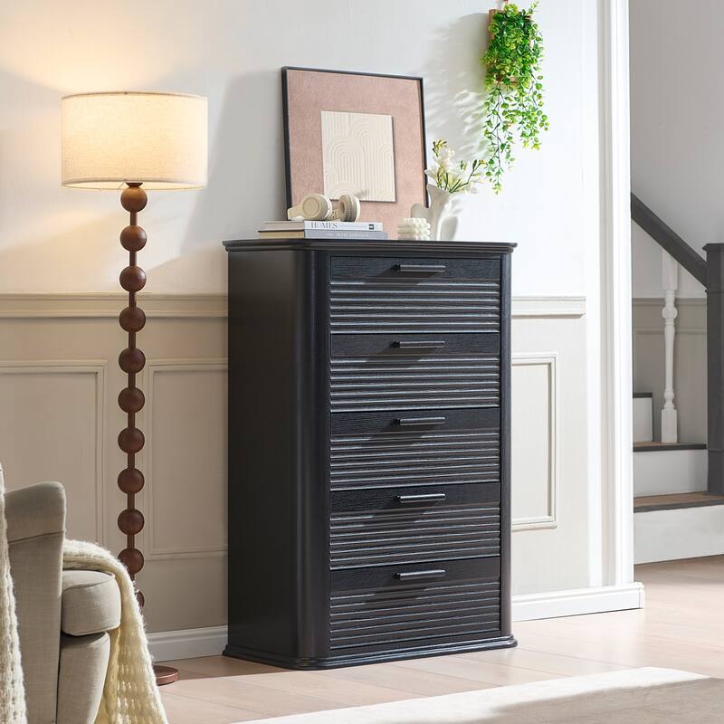 Fluted Curved Dresser with Drawers for Bedroom, Chest of Drawers Closet Storage Organizer