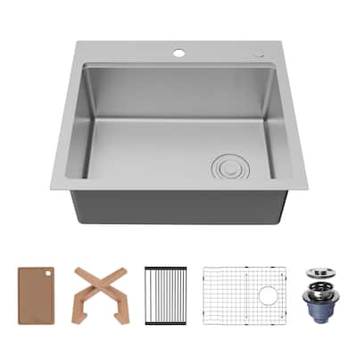 Karran USA WSTMSB2533-PK1 Fusion 25" Drop In Single Basin Stainless
